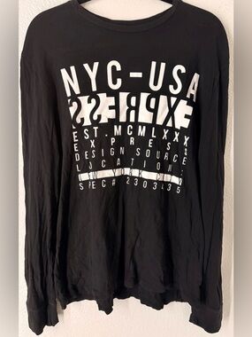 Express Black Long Sleeve Shirt with White NYC-USA Graphic
